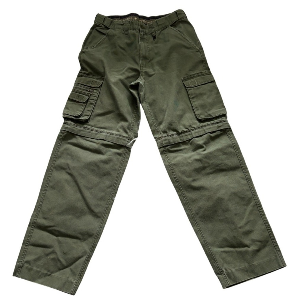 Boys Scouts Of America Cargo Convertible Uniform Pants‎ Youth Size 12 Army Green